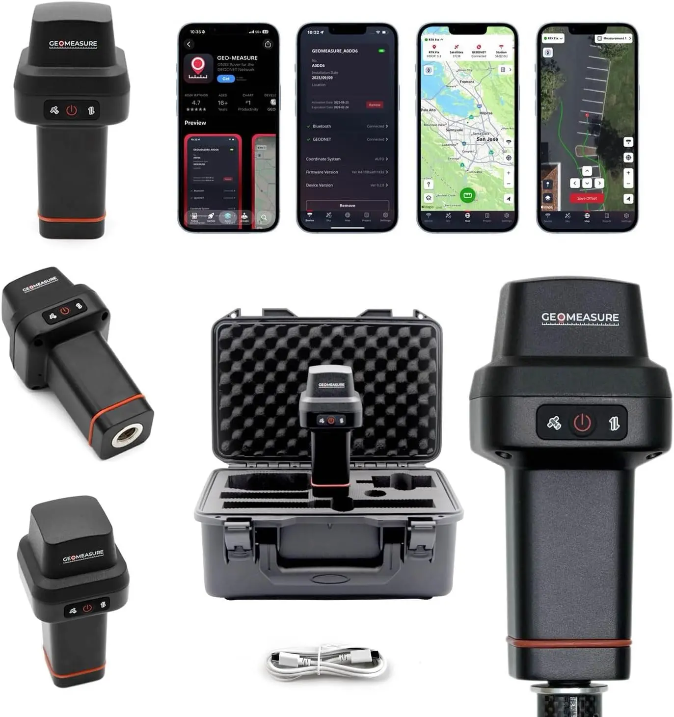 Handheld RTK GNSS Land Survey Receiver Multi Frequency GPS Construction GIS Mapping Stakeout IP67 WiFi Bluetooth GEODNET