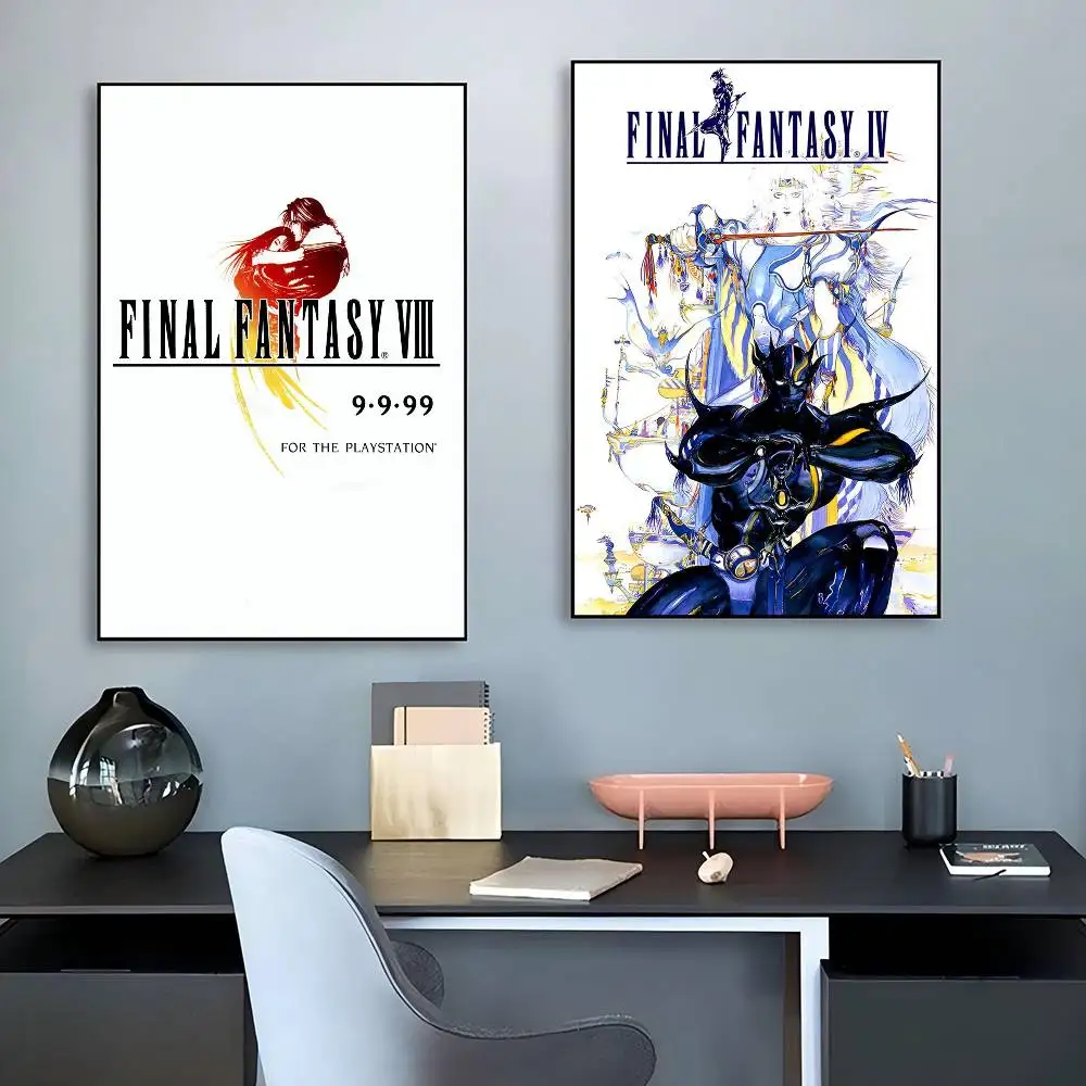 Vintage F-Final Game Fantasy VIII   Whitepaper Poster Retro Kraft Paper Sticker DIY Room Bar Cafe Vintage Decorative Painting