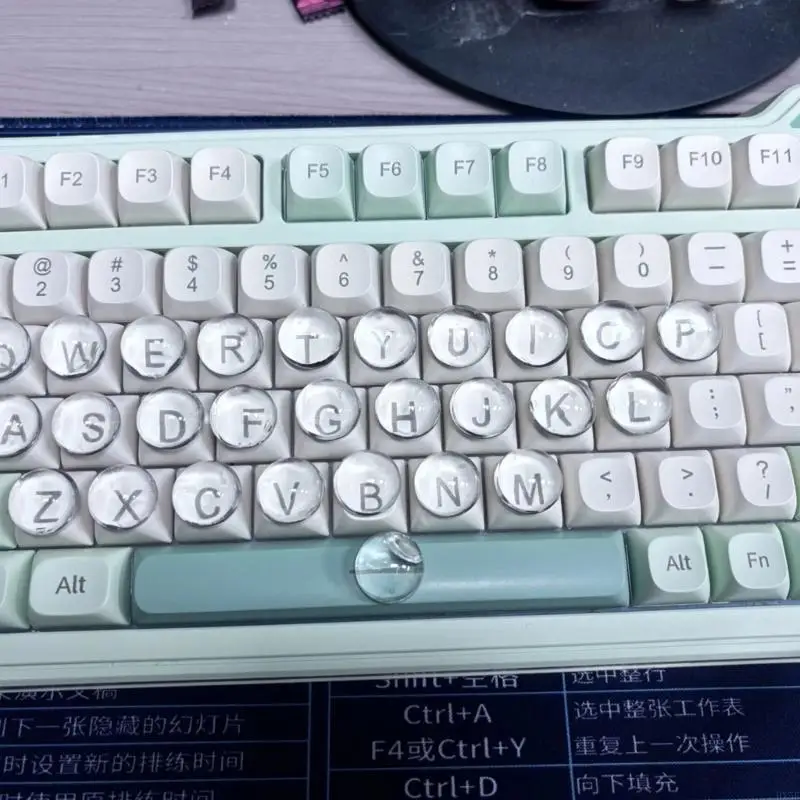 32PCS Transparency Glass Keycap Stickers Featuring Raised Design For Improved Tactiled Feedback And Long Protectors HX5E