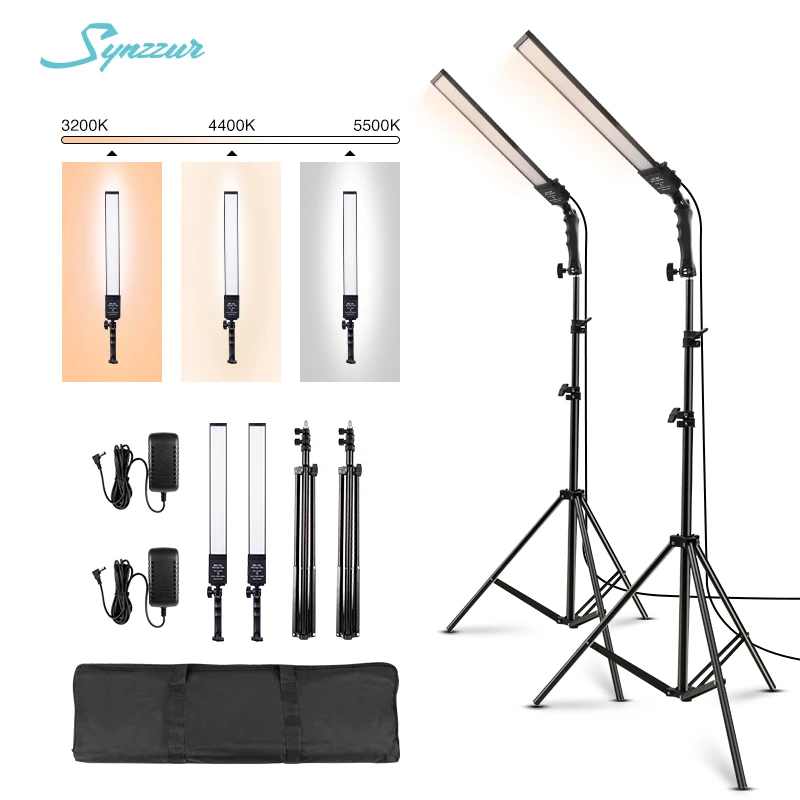 Synzzur 2PCS Photography Lighting Kit Dimmable Photo Camera LED Video Fill Light Makeup Studio Lamp For Youtube Photo Lighting