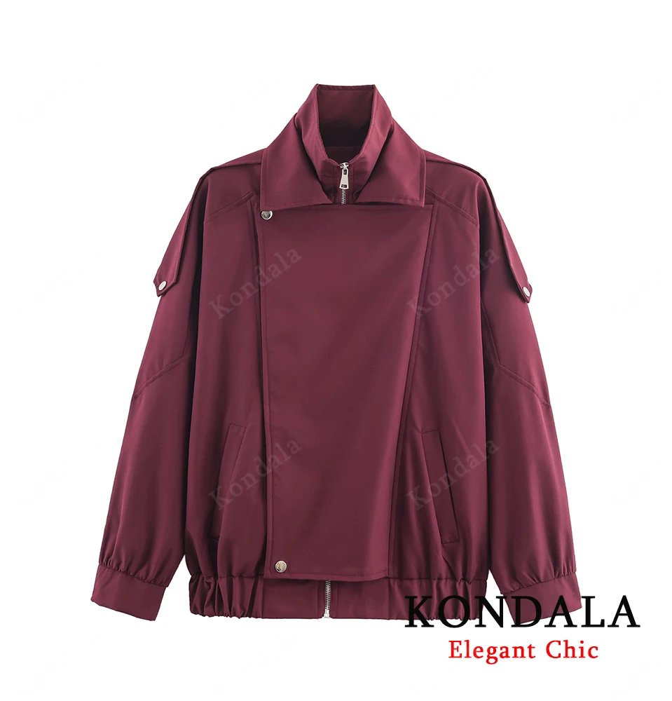 

KONDALA осенний женский элегантный плащ с двойным воротником на молнии, уличная куртка на пуговицах, осень 2021, модные женские куртки