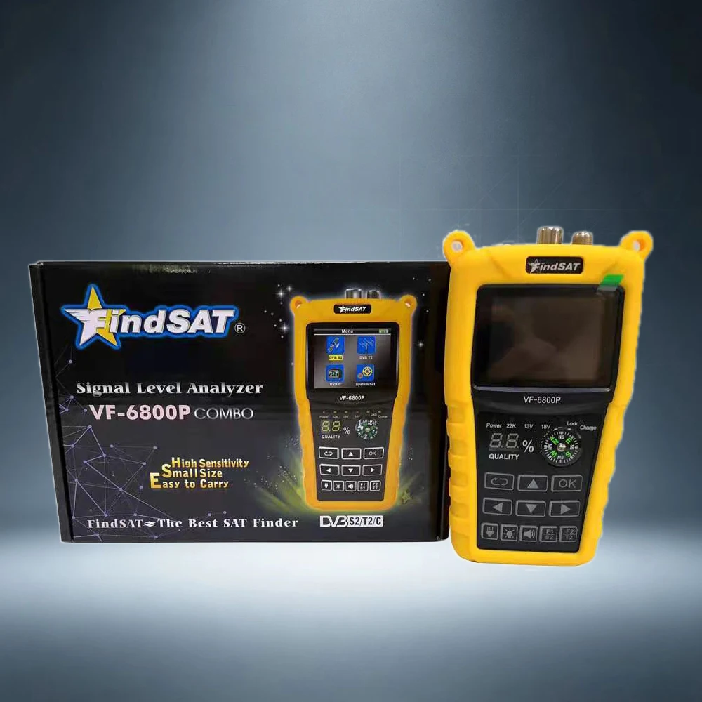 Findsat VF-6800P Digital Satellite Finder Combo, DVB-T2/DVB-S2/DVB-C Supported Satellite Signal Meter for Satellite TV Receiver