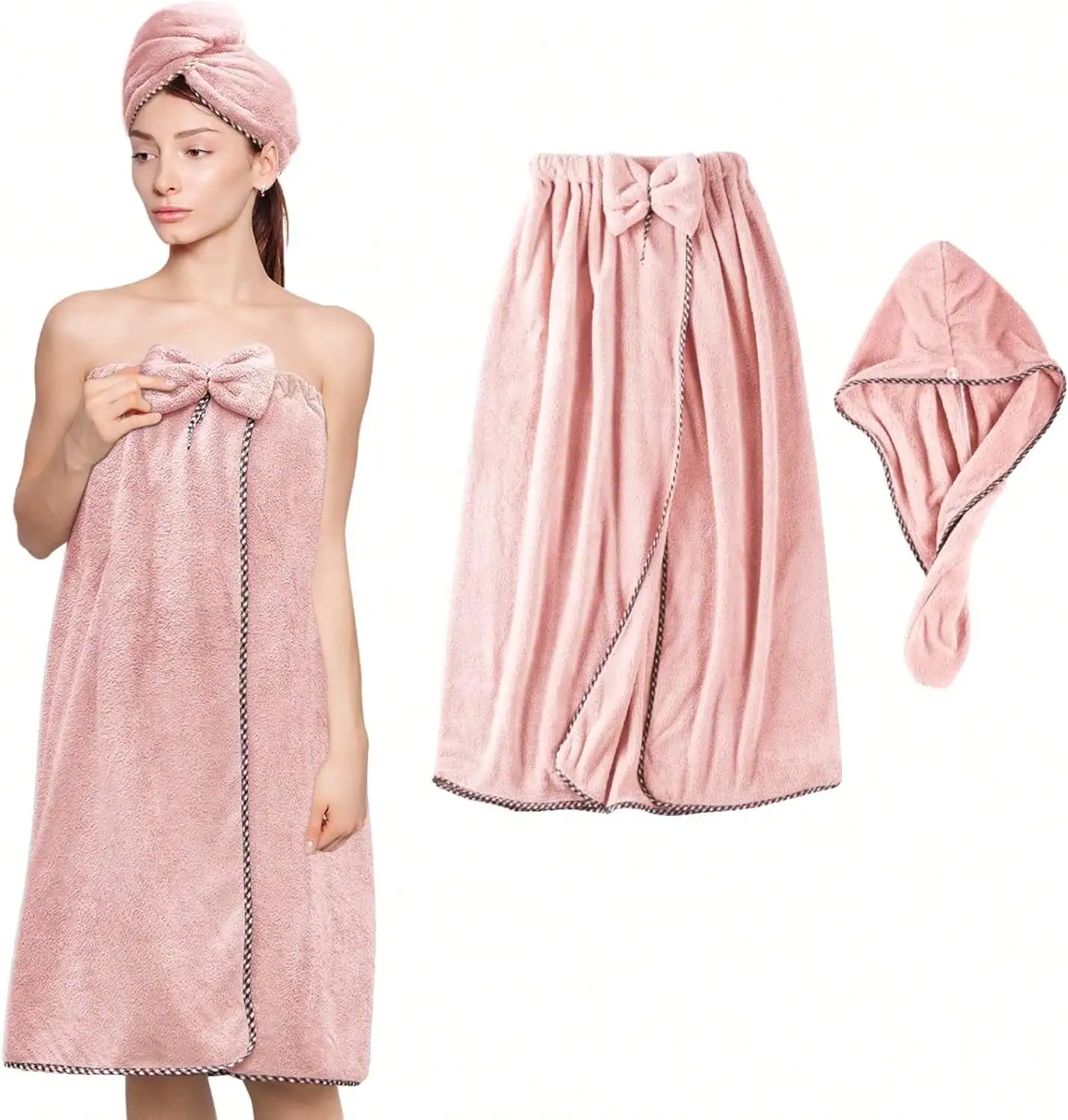 

Women Microfiber Bath Wrap & Hair Towel Absorbent Quick-Drying Adjustable Set