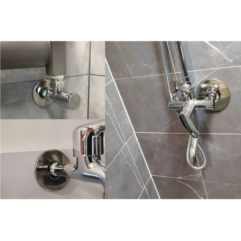 Snap-on Faucet Decorative Cover Stainless Steel Split Round Escutcheon Plate Wall Split Flange for Kitchen Bathroom