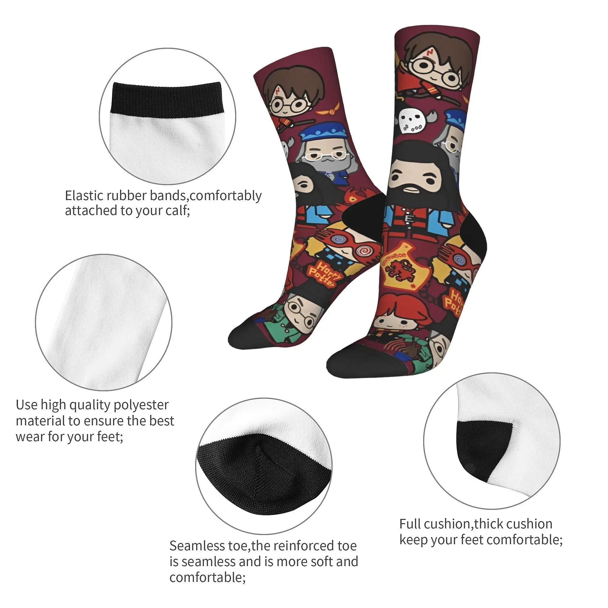 Harrys potters magic school Theme Crew Socks Merch for Women Men Cozy Dress Socks