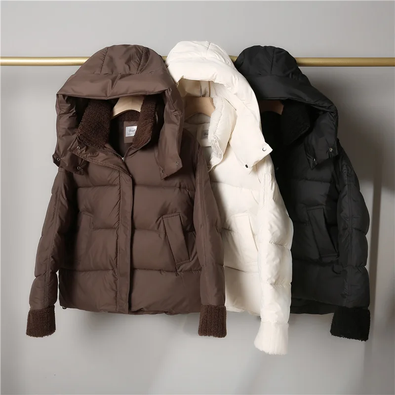 

Women's Stand Collar Long Sleeve Hooded Quilted Coats Winter New Fashion Female Casual Trendy Simple Basic Parkas Clothes Tops