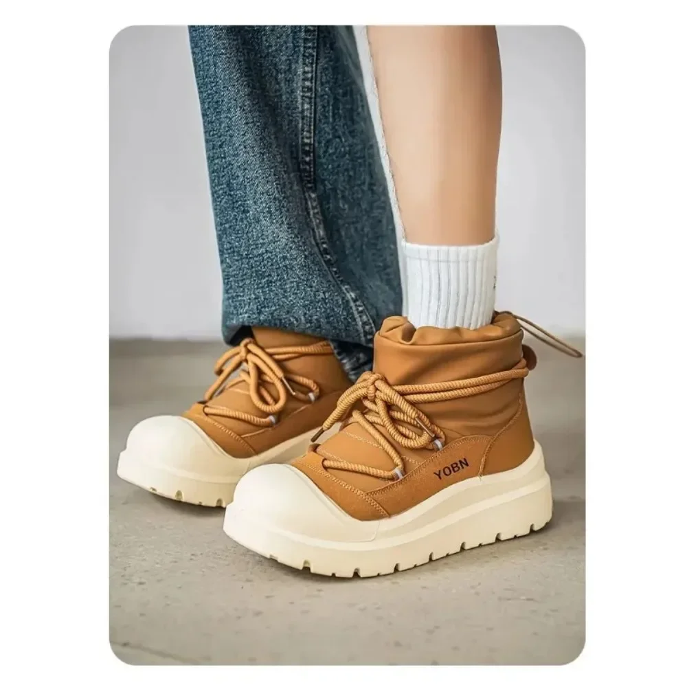 

2026 Winter Concise Solid Men's Plush High Top Thick Soled Snow Boots Fashion Versatile Warm Soft Comfortable Hairy Cotton Boots