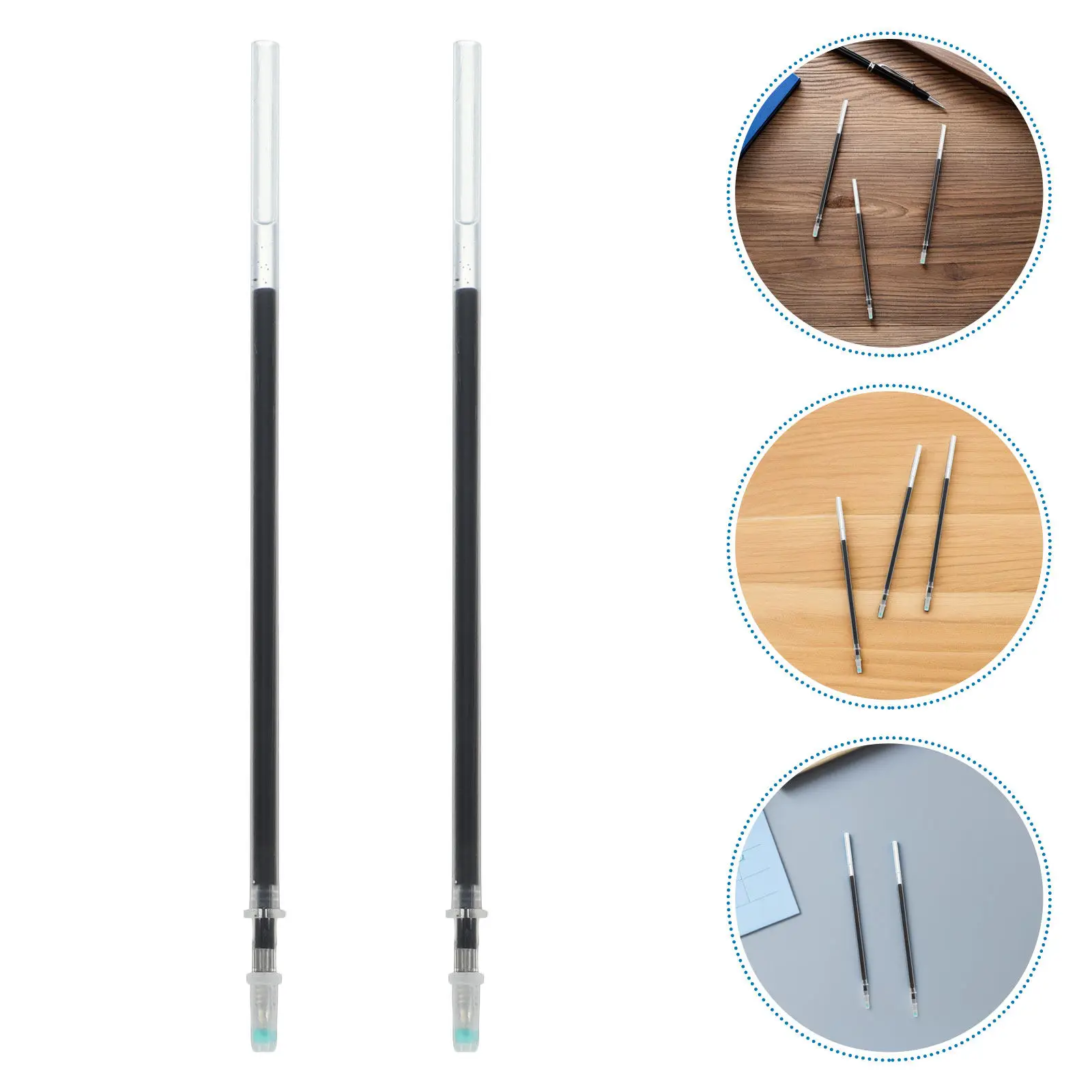 150Pcs Black Gel Pen Refills 0.5mm Transparent Tube Smooth Quick Dry Fade Resistant Ink for Office Signature Notetaking Studying