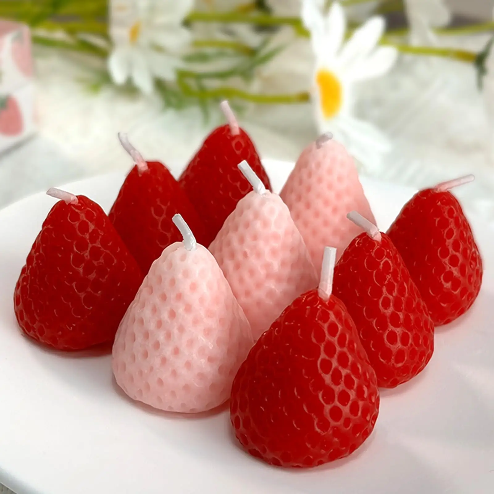 9 Pcs Strawberry-Shaped Scented Candles Candles Home Decoration for Perfect As A Trendy Photo Prop Birthday Party Decorations