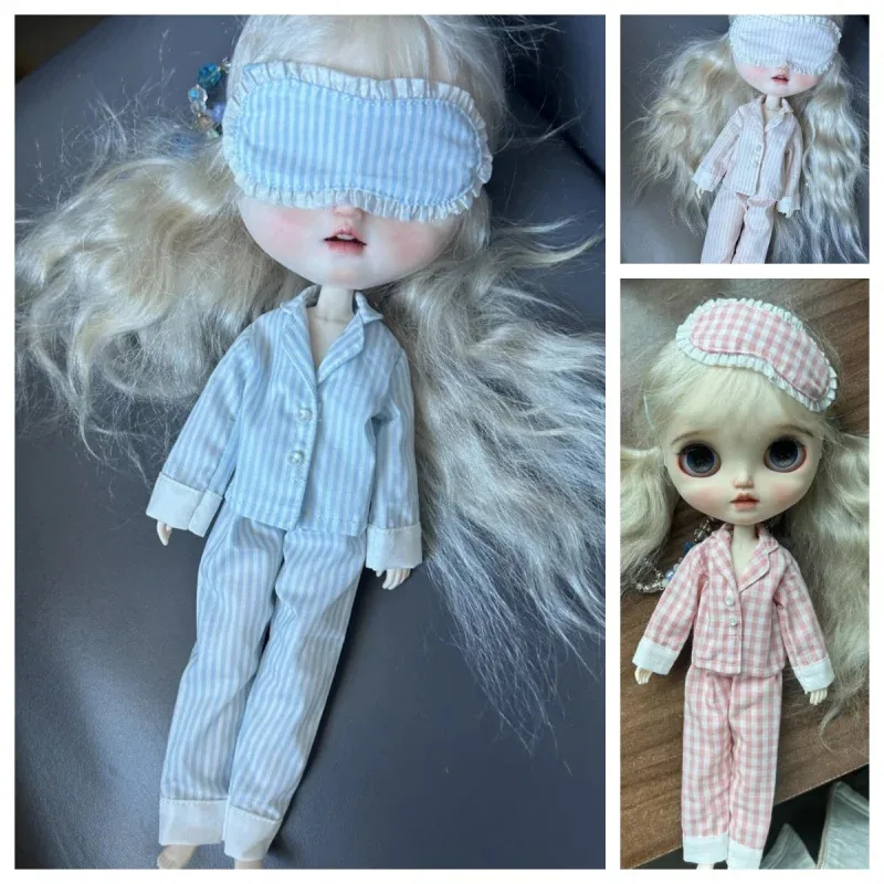 

3Pcs/Set Doll [Eye Mask+Top+Pants] Blyth Pajamas 1/6Doll Outfit (Fit BJD, ICY,Big Fish) Doll Accessories