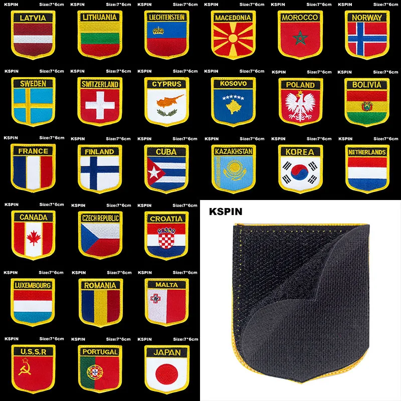 Hook Loop FLag Patch Embroidered Armband Stickers 3D Tactical Badge for Cloth Backpack Airsoft Patches