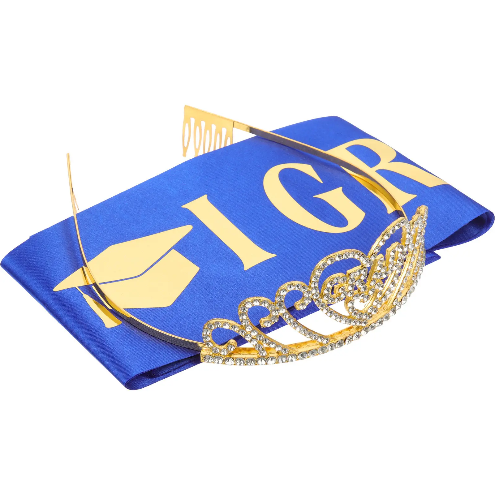 

1Set Graduation Party Hairband Kit 2023 Satin Sash Crown Tiara Graduation Ceremony Photo Props Supplies Graduate Sash