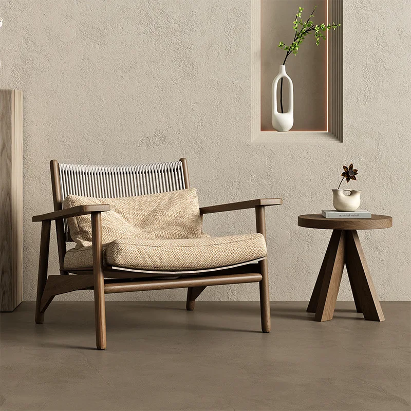

Medieval style retro single sofa chair, living room, solid wood leisure chair, homestay balcony, reception and negotiation