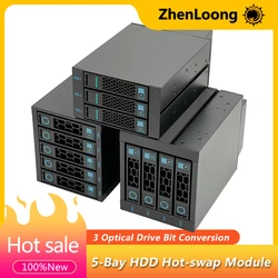 Корпус для жесткого диска ZhenLoong 5-Bay Hot Swap, Мобильный Корпус для жесткого диска 3,5 дюйма SATA SSD HDD, хранилище данных для оптического привода 3x5,25 дюймов