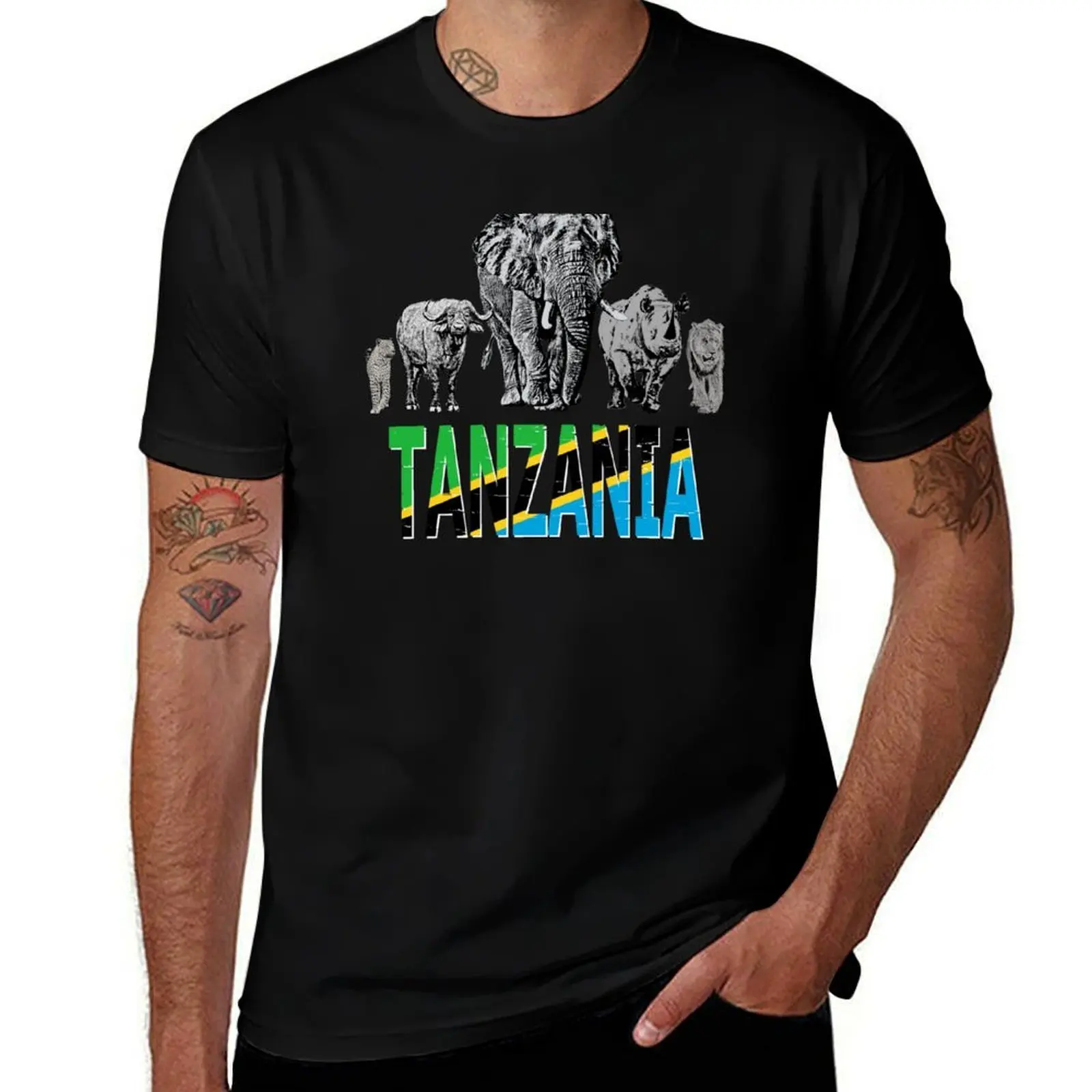 

Футболка Africa's Big 5-животные для танзанив, хлопковая футболка, мужская футболка, футболка