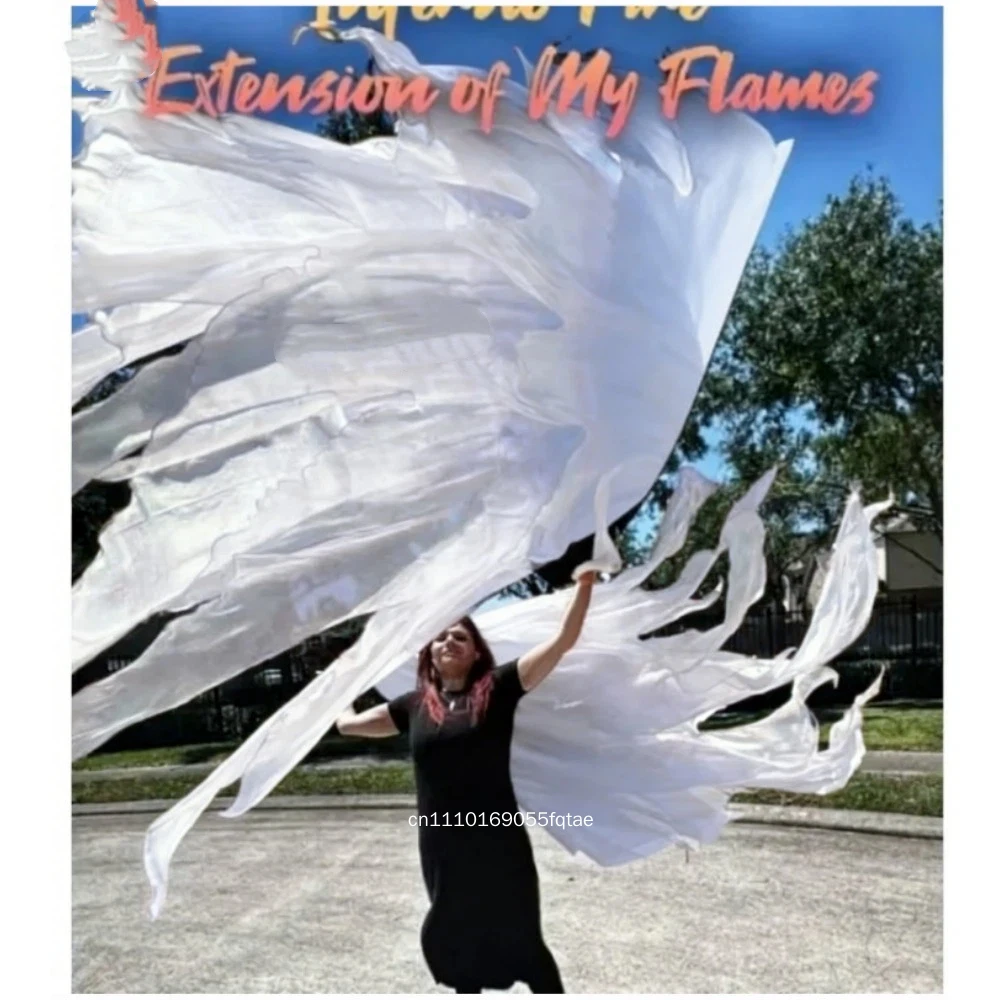 100% Real Silk Prophetic Praise Dance Flag 3 Layer Tail Rectangle Worship Flame Streamer Church Dance Swallow Flag For Stage