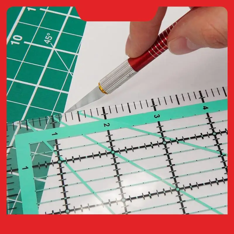 4PCS Square Quilting Ruler (12.5/9.5/6/4.5Inch) Sewing Acrylic Ruler Anti-Slip Ruler DIY Quilting Tools Easy Install