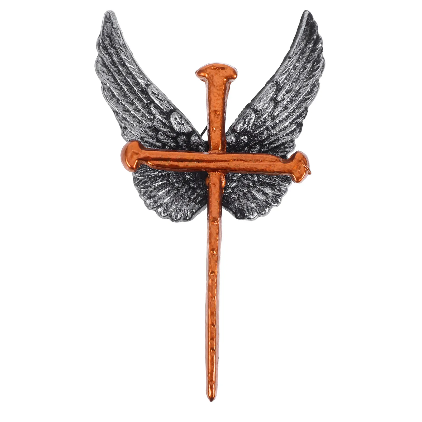 Winged Metal Cross Wall Decor Prayer Statue Religious Hanging Sculpture Church Home Office Spiritual Centerpiece