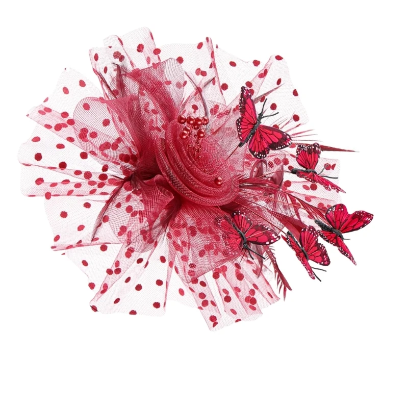 

39BC Fashion Fascinator Wedding Headpiece With Beads Butterfly Design Faux Pearls
