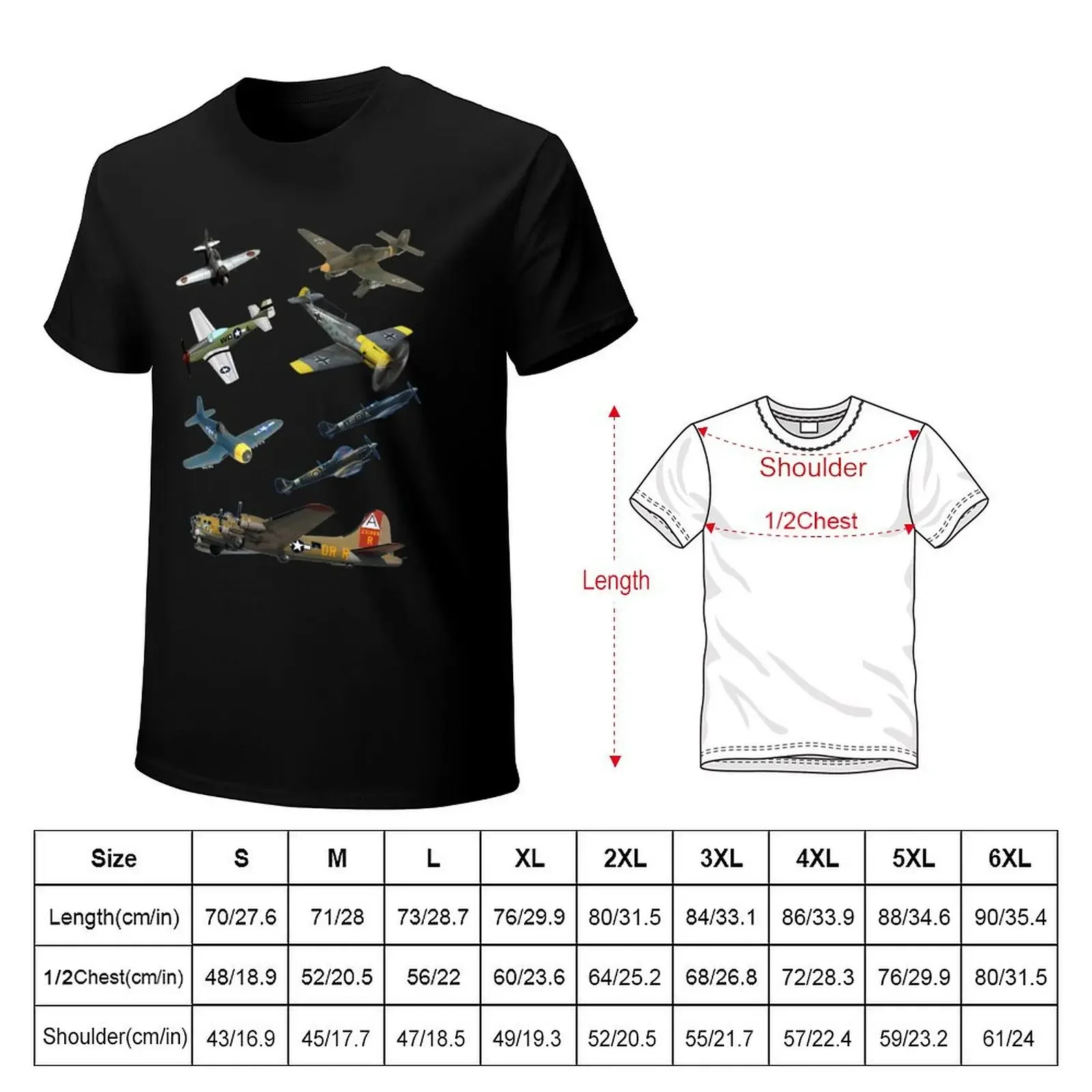 Famous WW2 Planes Warbirds P51 Mustang Spitfire Messerschmitt? T-Shirt custom t shirt anime figures men t shirts