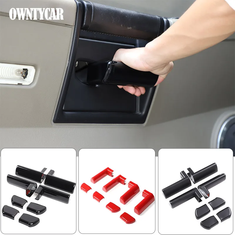 For Hummer H2 2003-2007 ABS Glossy black Car Inner Handle Protection Decorative Cover Sticker Car Interior Accessories