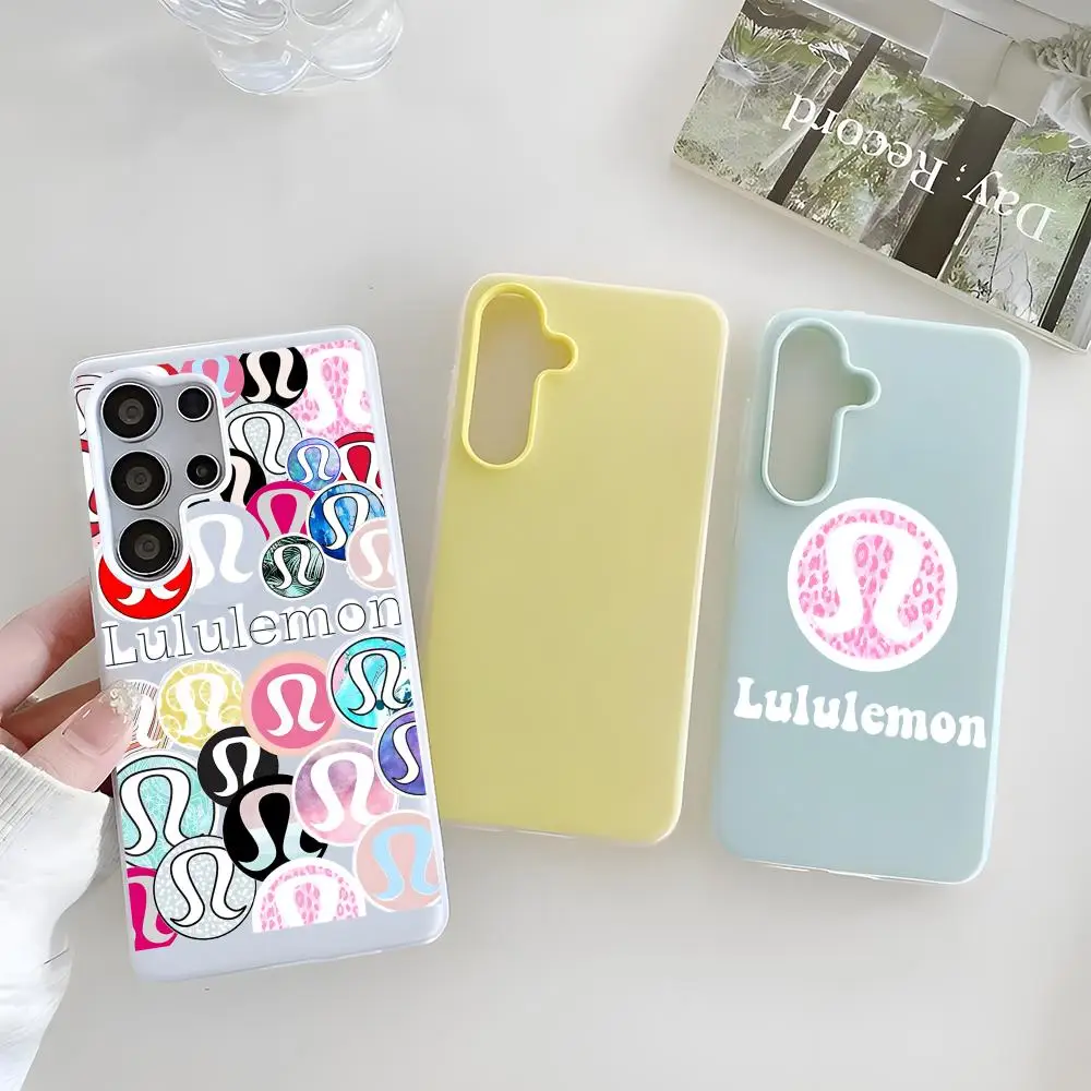 Lululemon Phone Case Clear TPU Case For Samsung S22-S26, 2-in-1 Detachable Card Holder