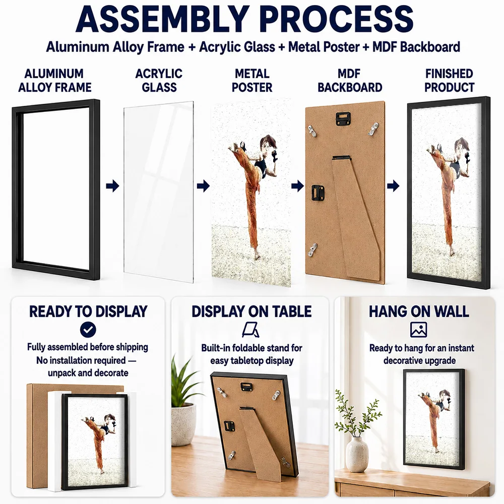 Martial Arts Framed Aluminum Metal Poster Customized Photo Bold Champion Style Wall Art For Living Room Premium Collector Gift