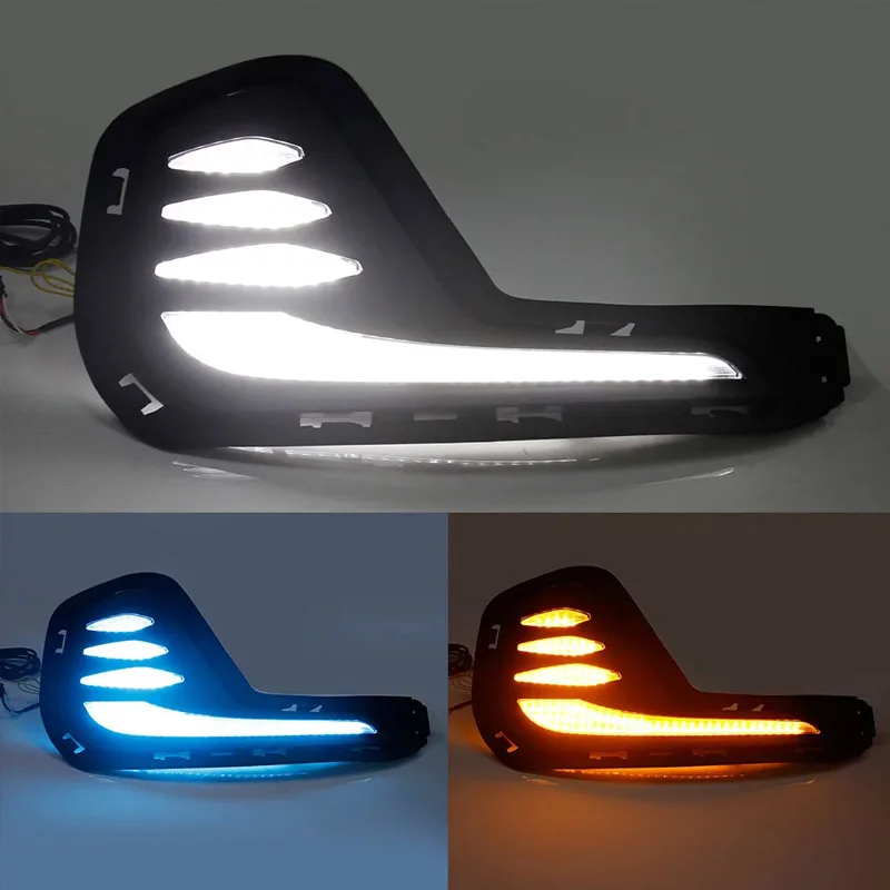 

LED Daytime Running Light For Chevrolet Cavalier 2019 2020 2021 2022 DRL LED Fog Lamp Dynamic Yellow Turn Signal Car 12V
