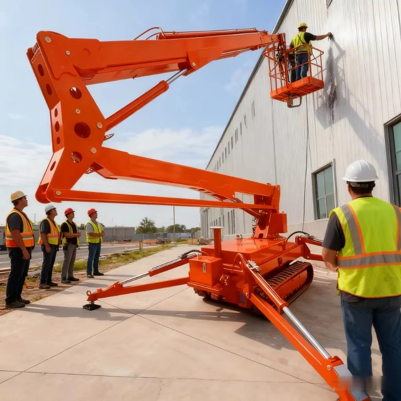 Crawler Telescopic Electric Hydraulic Motor & Gear Trailed Towable Spider Aerial Fork Boom Lift Truck Work Platform