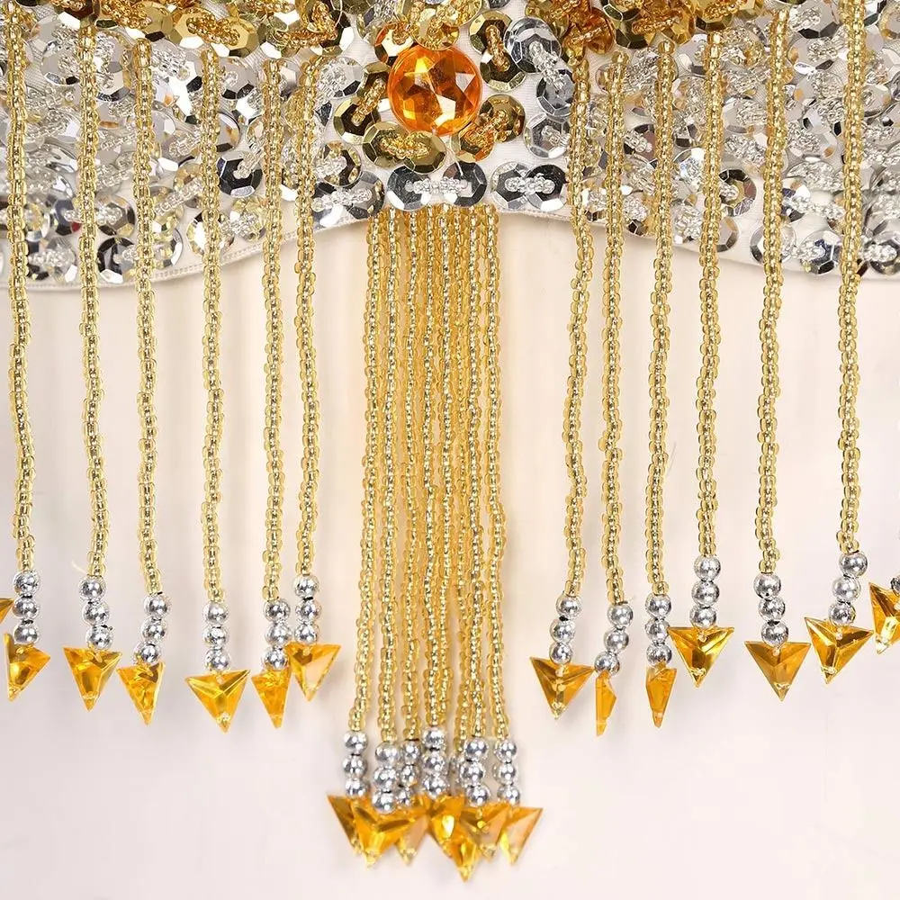 Beaded Tassels Belly Dance Tops Adjustable Straps Shiny Sequins Bra Nightclub Stage Show Costumes For Thailand/India/Arab