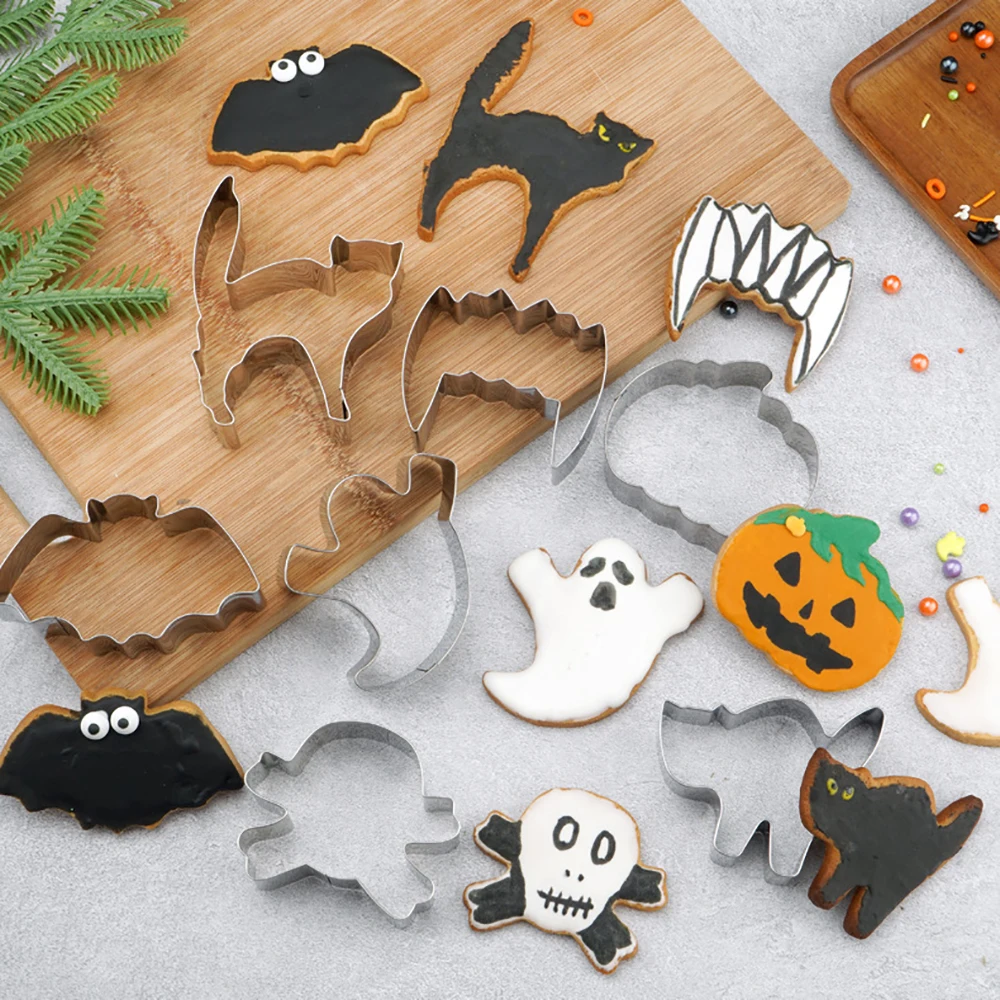 

Halloween Cookie Mold 6-piece Set Stainless Steel Multi Shaped Cookie Printing Mold Baking Tool