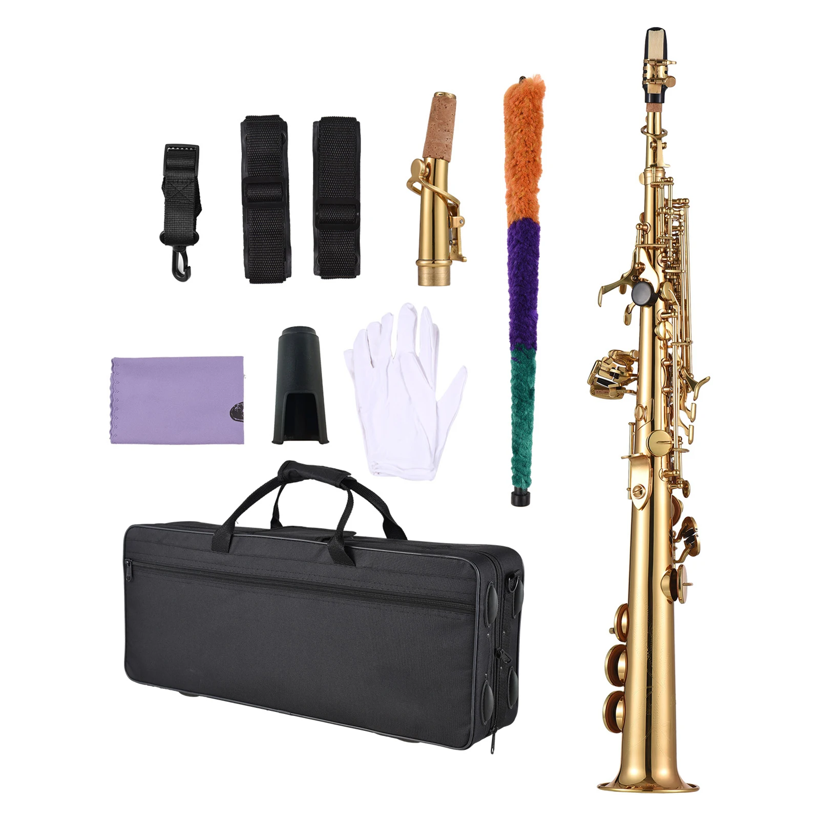 Soprano Sax Straight Saxophone Brass Bb B Flat  Instrument for Student Beginner Professional Natural Shell Key Soprano Saxophone