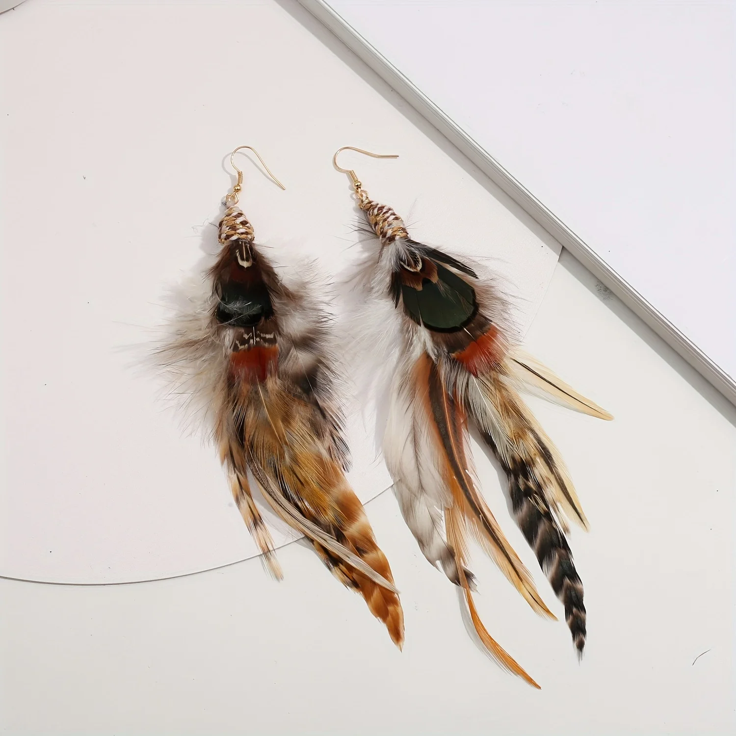 Bohemian Style Bohemian Multicolor Pheasant Feather Ladies and Feather Making Earrings Bohemian Earrings