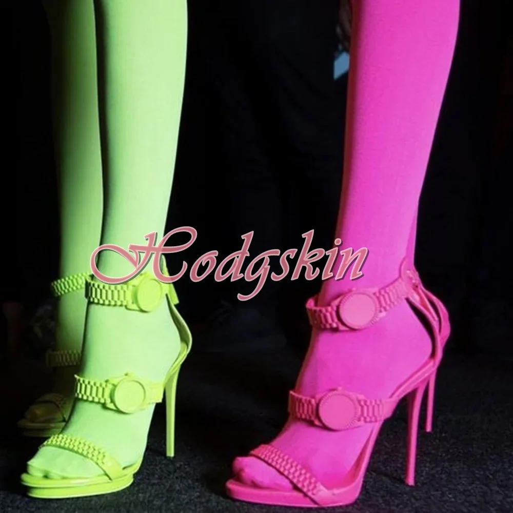 Watch Decor Colors Straps Sandals Open Toe Stiletto Heels Solid Zipper Sandals Summer Women Sexy Shoes Party Runway New Style