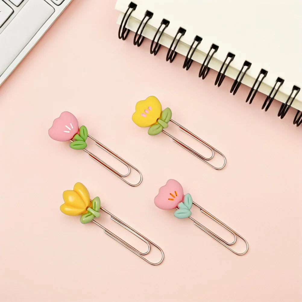 

14Pcs Flower Shaped Document Clips Cute Paperclips for Girls Unique Bookmark Page Holder for Office School Cute Bookmarks