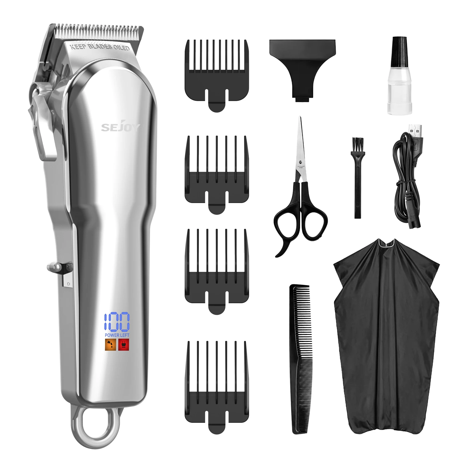 

Sejoy Professional Hair Cutting Machine - Hair Cutting Kit Cordless Barber Clipper Set with LED Display Hair Clippers for Men