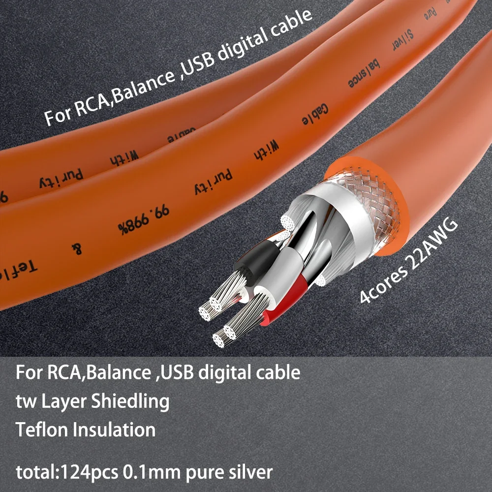 Audiocrast A88 plata pura 4 núcleos XLR cable RCA equilibrado cable USB tipo C plata pura