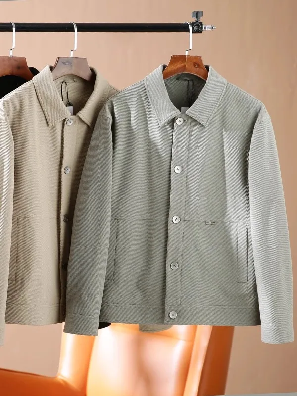 

Men's Fashion Casual 3D Twill Stand Collar Jacket Spring New Style Anti-Wrinkle Crisp Pattern Standard Fit Long Sleeve Coat