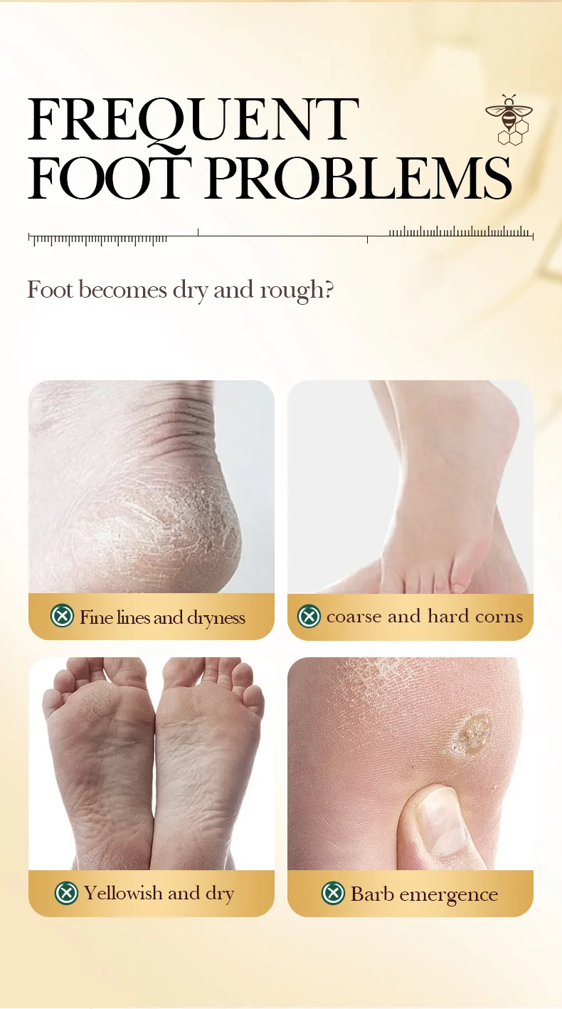 Description Picture 4 of item5 Pairs BIOAQUA Honey Exfoliating Foot Mask Feet Pedicure Remove Dead Skin Moisturizing Foot Exfoliator Feet Masks Skin Care