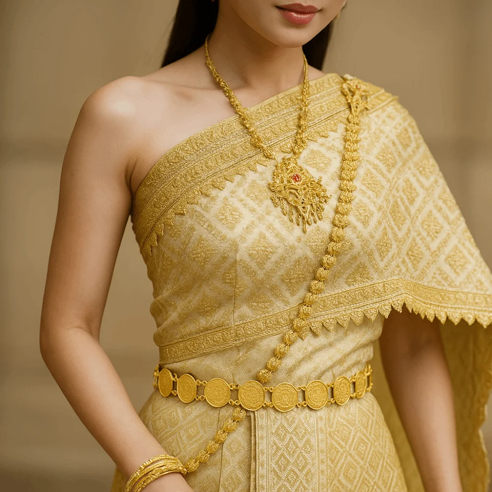 

Традиционный металлический ремень в этническом стиле с кисточками, серебряный и золотой ремень, тайские украшения для запястья, металлическая цепочка на талию с монетами для женщин