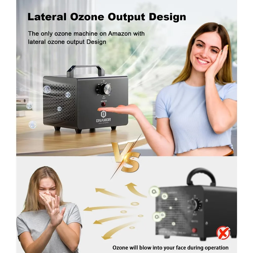 Ozone Generator 77000mg, Deodorizer for Home, Basement, Smoke, and Pet Room (Eliminating 4000 Square Feet, All Metallic Black)