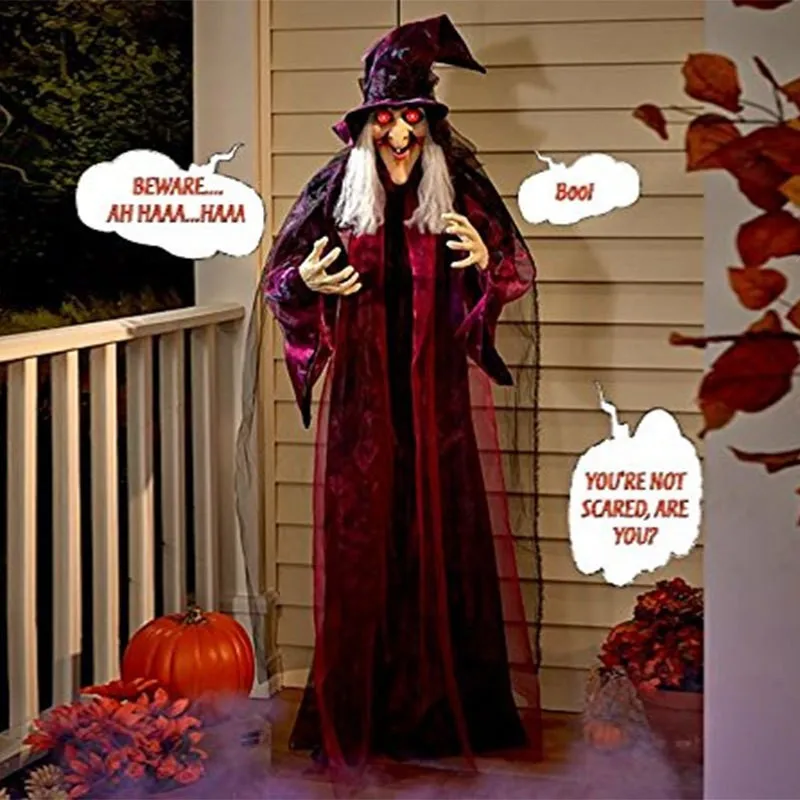 

Halloween new ghost decoration witch hanging ghost luminous sound horror witch secret room haunted house scene layout props
