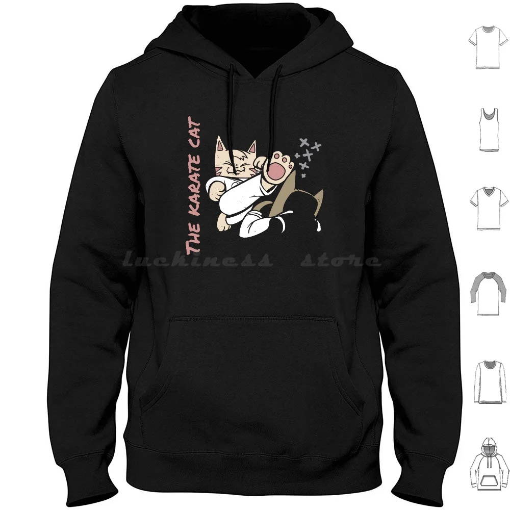 The Karate Cat Design Is A Fun And Comical Design. Ideal For People Who Love Karate And Cats Hoodies Long Sleeve Arts