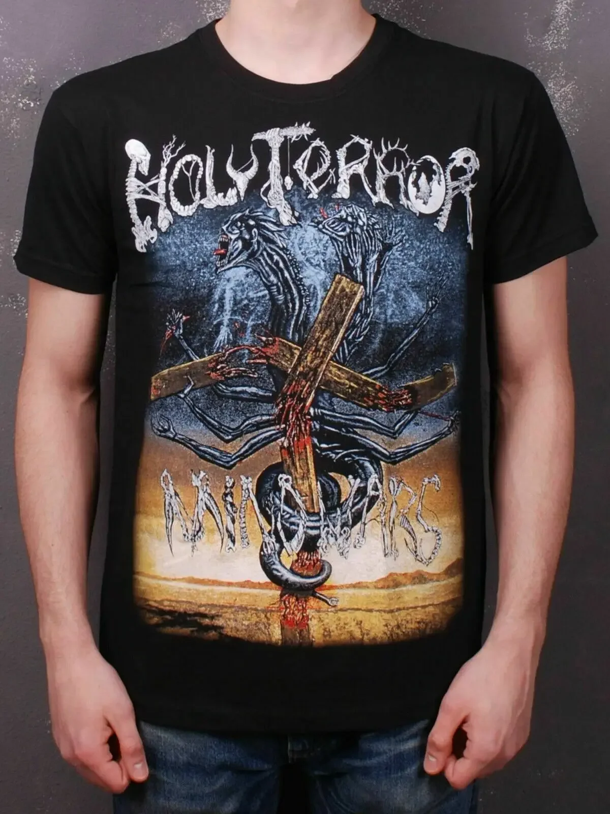 HOLY TERROR - Mindwars (T-Shirt) Slayer Kerator Sodom Black