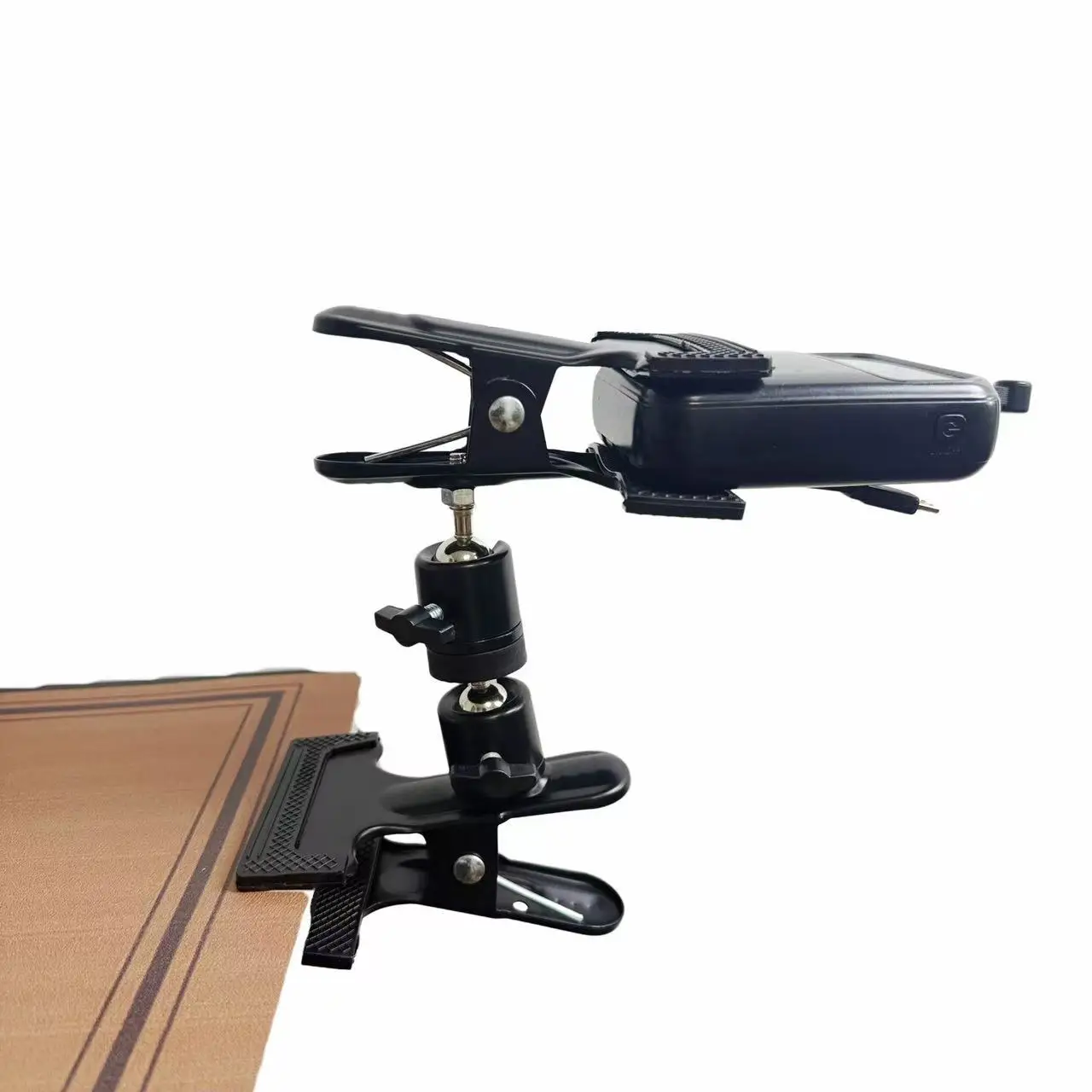 Universal Double Headed Clamp Pan Tilt Rotating Desktop Stand - Powerful Stable Circular Tube Fixture for Multi-angle Adjustment view 4