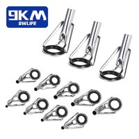 5Pcs Fishing Rod Guides Tips Top Stainless Steel Building Repair Eye Ceramic Rings Kit Saltwater and Freshwater Fishing 8~16#