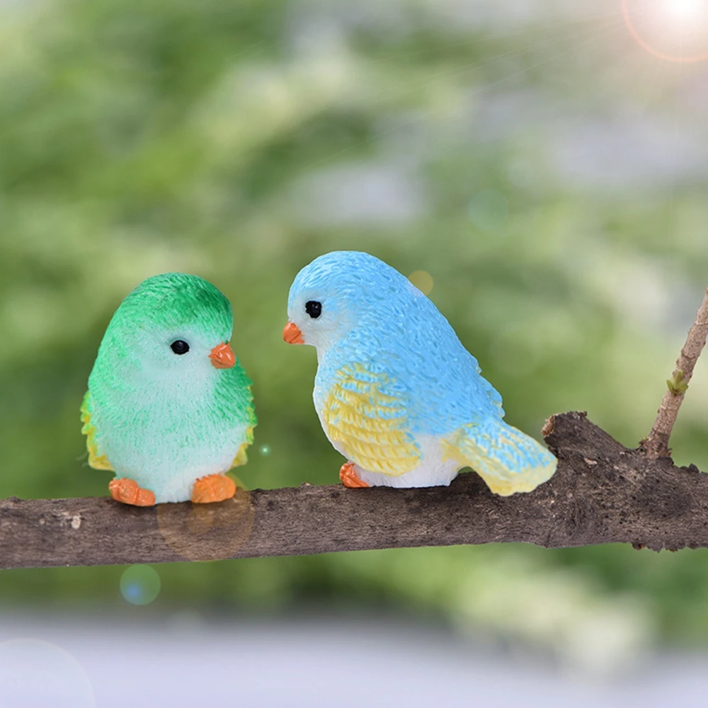 Mini 4pc/set DIY Glass Ornaments Dollhouse Little Birds Home Decor Micro Landscape Miniature Figurines Fairy Garden Decor