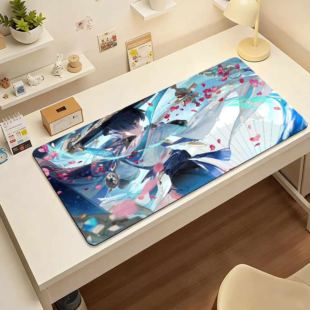 Game Genshin Impact Wanderer Mouse Pad Large Non-Slip Waterproof Mat Stitched Edge Keyboard Pad for Gaming Daily Office