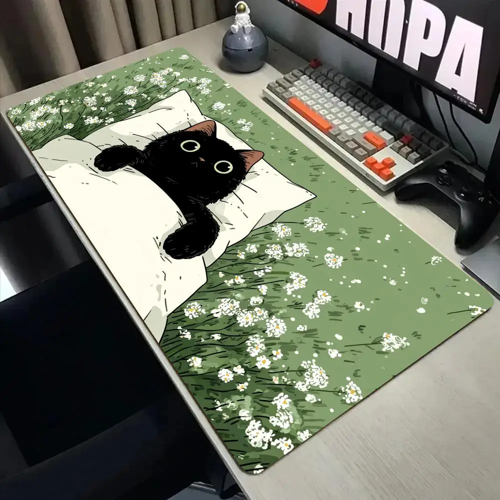 

Spring flower sea and cat anime Mouse Pad Desk Mat gaming mats Non-Slip Durable pc accessories keyboard mouse pads maus pad rug