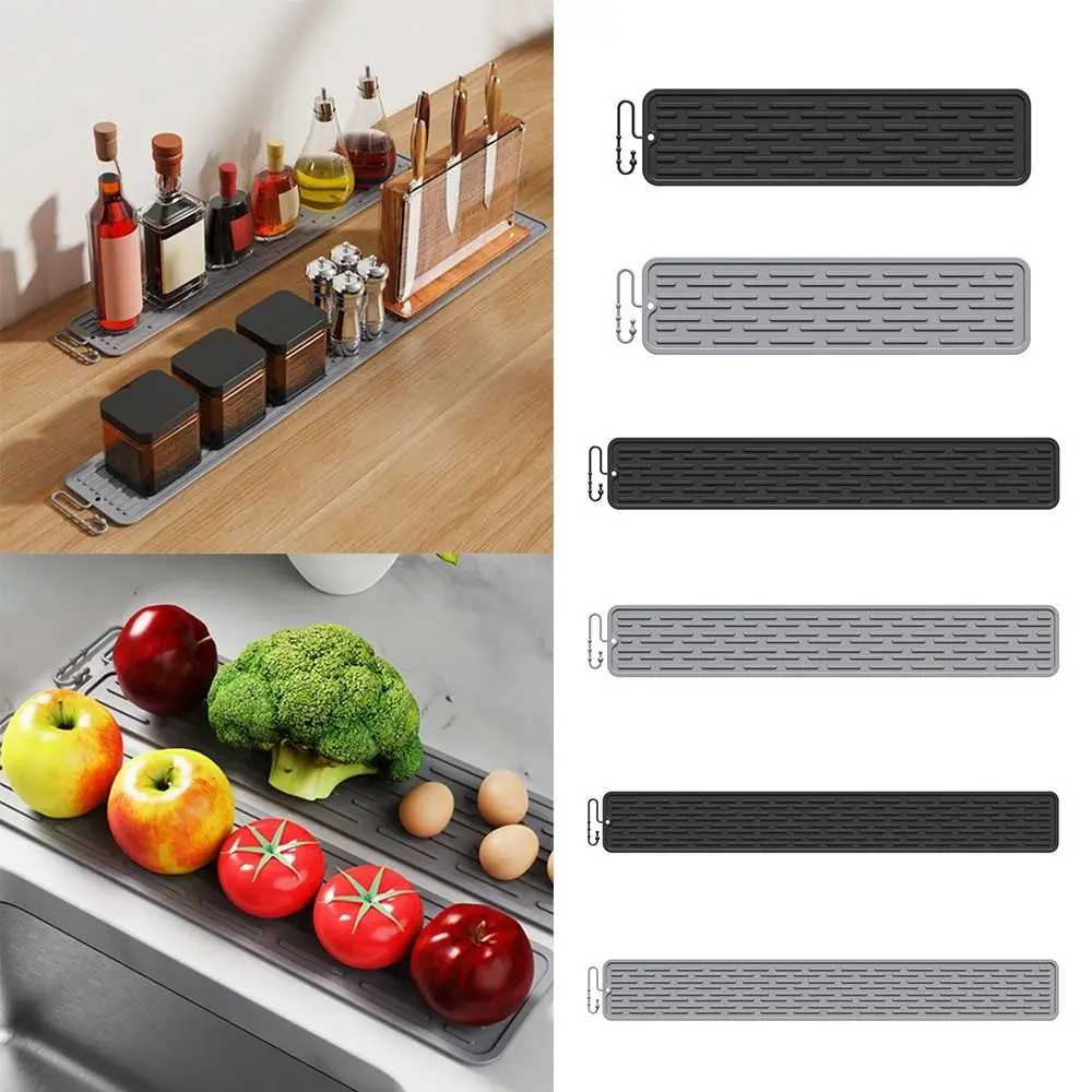 

Моющийся длинный нескользящий коврик, многофункциональная раковина, предотвращающий воду, изоляционный коврик для кухонной столешницы, дизайн комплекта, подушечки для сушки посуды